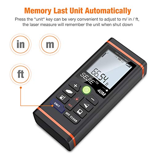Laser Distance Measure, BEBONCOOL Handheld Digital Distance Meter with LCD Backlight for Distance, Area, Volume and Pythagoras theorem Measurement - Thumbnail 5