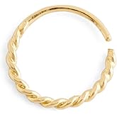 14k Nose Ring, 22g Solid Yellow Real Gold Nose Ring, Twisted Rope Piercing Jewelry, Nose Hoop, Minimalist Dainty Tribal Handmade Boho Piercing Jewelry, 7.5mm