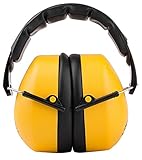 TR Industrial Schutz Compact Foldable Ear Muffs with Soft Adjustable Headband, NRR = 34dB, CE Approved, ANSI S12.42/S3.19, Yellow, Black