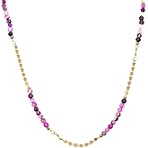 Karmiir Bohemian Purple Agate Match Gold Beads Necklace for Women Elegant Layered Necklace Adjustable Length Daily Jewelry for Women