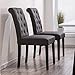 YEEFY Fabric Habit Solid Wood Tufted Parsons Dining Chair (Set of 4) (Charcoal)