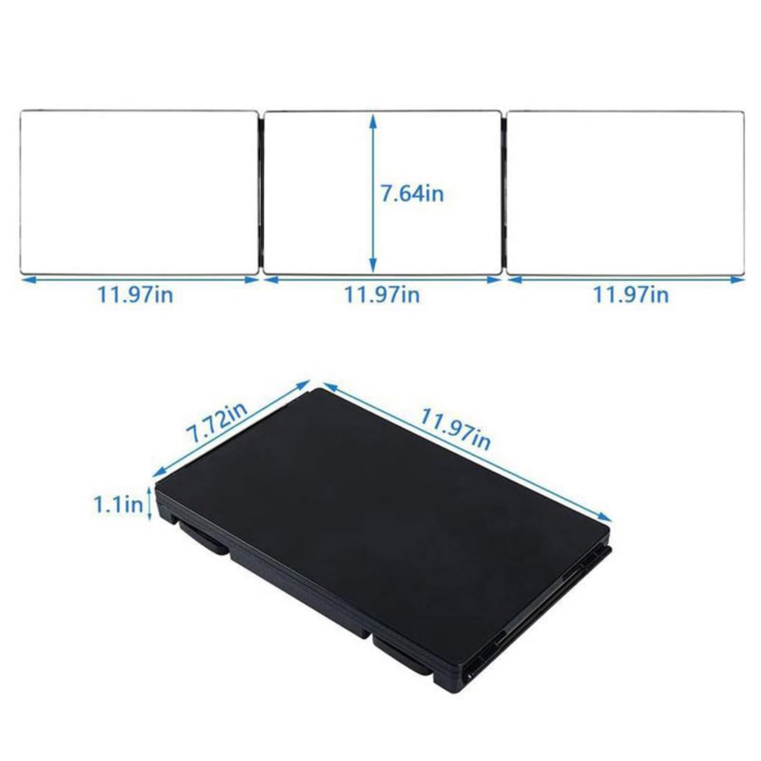 HIEEY 3 Way Mirror for Hair Cutting with LED,360 Trifold with Height Adjustable Telescoping Hooks,and 5X Magnification,for Makeup and Styling (Black)