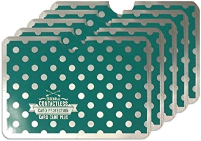 5 x Turquoise Polkadot RFID NFC Blocking Card Clash Anti Scan Protectors for your Credit Cards