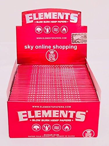 Elements Red King Size Slim Hemp Slow Burning Rolling Papers 15x booklets