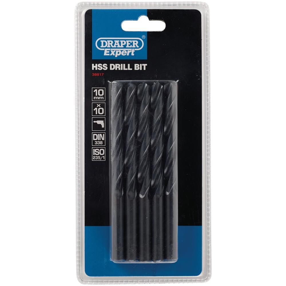 Draper 38817 H29MC Expert HSS Drill Bit, 10.0mm Ø, Pack of 10 , Blue