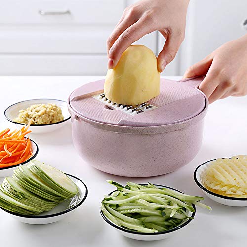Vegetable Slicer-Adjustable Mandoline Kitchen Slicer with Stainless Steel Blades-8 in 1 Julienne Slicer with Food Storage and Filter Basket,Vegetable Cutter,Grater For Cheese,Potatoes,Onion,Zucchini - Thumbnail 3