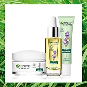 Garnier Organic Lavandin Set: Anti-Age Day Cream, Smooth & Glow Facial Oil and Anti-Age Eye Cream for Healthy Glowing…