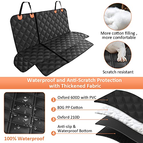 KYG Car Seat Cover for Dogs and Children, Non-Slip, Waterproof, Durable, Scratch-Resistant, Dog Blanket, Rear Seat, Isofix, with 1 Dog Strap, for Most Cars, HGVs & SUVs, 135 x 56 x 45 cm
