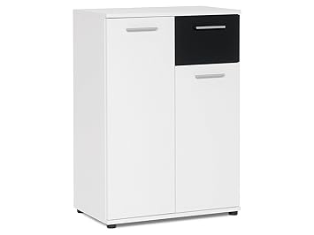 Kommode Standschrank Beistellkommode Highboard Schrank Anrichte 'Jacklin I' Weiß/Schwarz