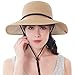 FURTALK Womens Wide Brim Sun Hat with Wind Lanyard UPF Summer Straw Sun Hats for Women