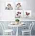 Moyedecor Art - 4 Panel Elegant Tulip Flower Canvas Print Wall Art Painting For Living Room Decor And Modern Home Decorations (Four 12X12in, Red flower)