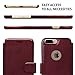 LUPA Wallet Case iPhone 8 Plus, Durable and Slim, Lightweight with Magnetic Closure, iPhone 8 Plus Case with Card Holder, Faux Leather, Burgundy (5.5 Inch Screen)