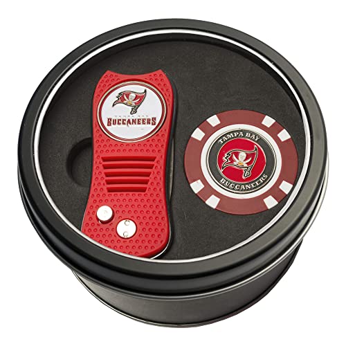 Team Golf NFL Tampa Bay Buccaneers Tin Golf Chip Gift Set with Retractable Divo…