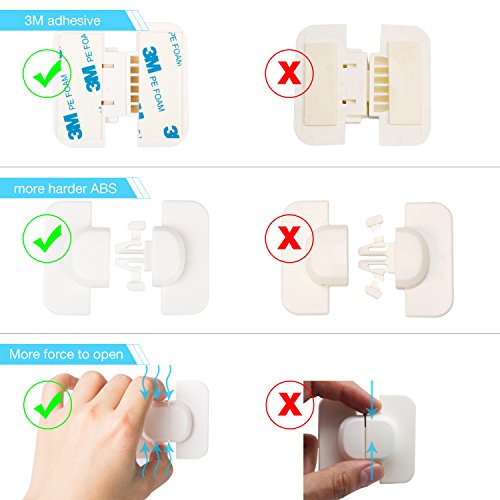 Child Safety Locks for Refrigerators Doors Cabinet Drawers 6 Pack Baby Proof Locks (upgrade)