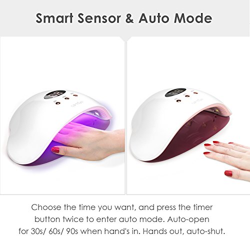 Nail Dryer Lamp, Carttiya 12W LED/UV Nail Polish Curing Lamp, White - Thumbnail 2