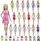 EC2TOY 10 Pcs Doll Clothes Party Mini Gown Dress + 10 Pair of Shoes Fit for 11.5 Inch Barbie Doll Birthday Ramdon Design Outfits