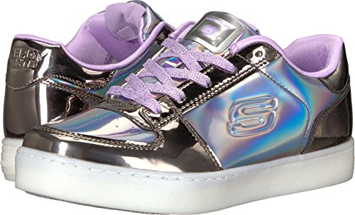 Skechers Kids Womens Energy 10947L Lights  Gunmetal/Purple 6