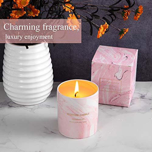 Haobell Gifts for Women - Scented Candles 100% Pure Natural Soybean Wax with Plant Essential Oils for Stress Relief Aromatherapy (Marble Pink)