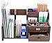 PAG Wood Desk Organizer Office Supplies Caddy 3 Upright File Holder with Drawer,Brown