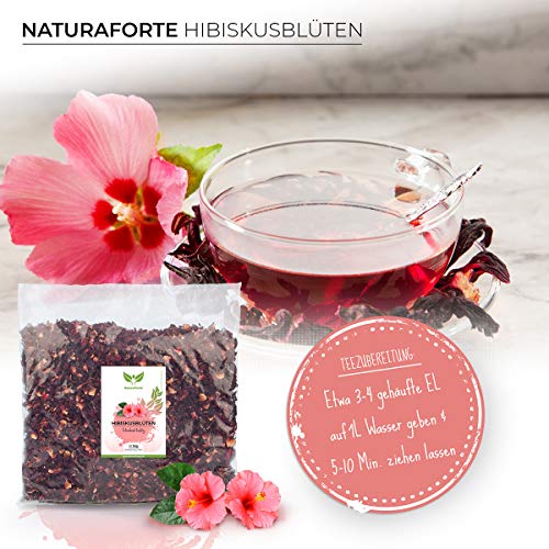 NaturaForte Hibiskusblüten getrocknet 1kg â Höchste Qualität, natürliche Hibiskus Blüten für Hibiskustee, fruchtig-säuerlicher Hibiscus Tee im Aroma-Beutel – Bild 5