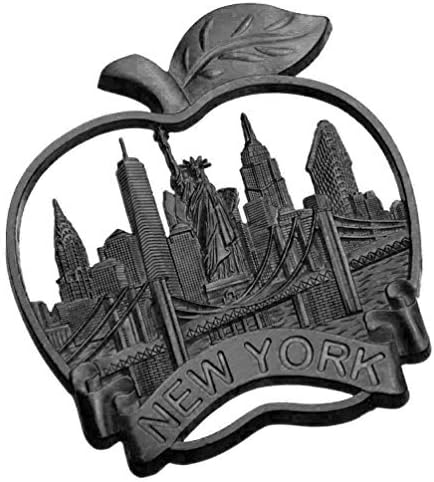 Dark Chrome Big Apple New York Souvenir Metal Fridge Magnet Brooklyn Bridge NYC Statue of Liberty NY Empire State Building Chrysler Building Metal Magnet by UNIS