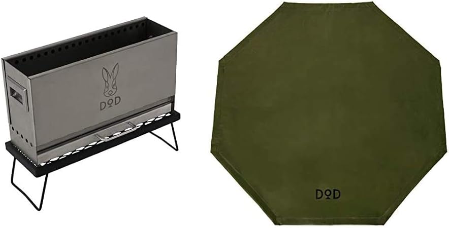 Amazon Dod ディーオーディー めちゃもえファイヤー 2次燃焼 の見える 焚き火台 耐熱テーブル 収納袋 標準付属 Q3 626 Sl タキビバビデブー 焚き火台シート 耐火 収納バッグ付 Fr3 754 Kh カーキ セット買い Dod ディーオーディー スポーツ アウトドア