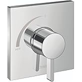 hansgrohe Ecostat Square Modern Pressure Balance Shower Valve Trim in Chrome, 15724001