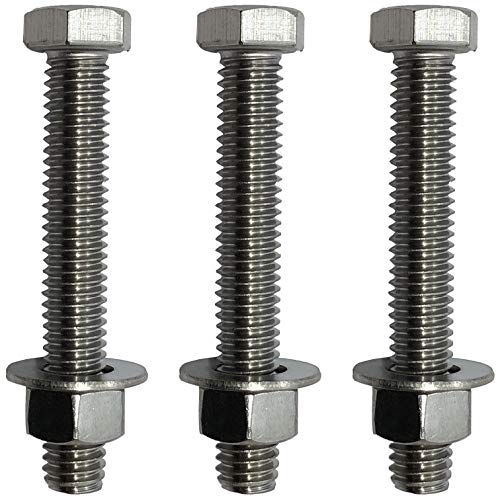 3/8" -16 x 3" - 304-STAINLESS STEEL BOLTS, NUTS & WASHERS - 18-8 HEX HEAD Bolt - 304 Grade. General Purpose (10) Bolts + (10) Nuts + (10) Washers - Thumbnail 6