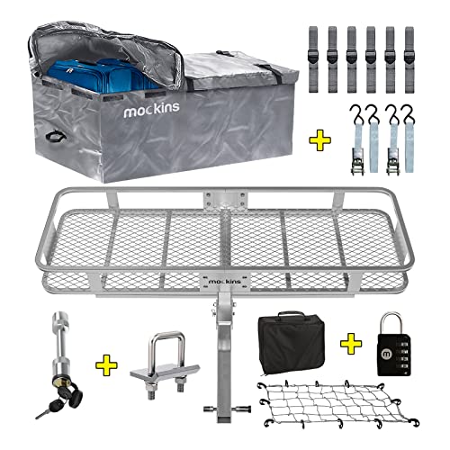 Mockins 60"x20"x6" Gray Folding Cargo Carrier Hitch Mount 500 lb