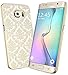 S6 Edge Case, Galaxy S6 Edge Case, SGM (TM) Damask Design Pattern Rubber Coating Ultra Slim Fit Hard Hybrid Case Cover for Samsung Galaxy S6 Edge + SGM (TM) Microfiber Cleaning Cloth (Gold)