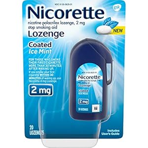Nicorette Coated Nicotine Lozenge to Quit Smoking, Ice Mint Flavored Stop Smoking Aid, 2mg, 20 Count