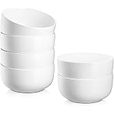 Jassceram 30 oz Soup Bowls, 6 Inch, Set of 6, White | Large Ceramic Bowls for Soup, Cereal, Salad, Dessert, Oatmeal and Breakfast, for Kitchen or Dining, Dishwasher Microwave Safe