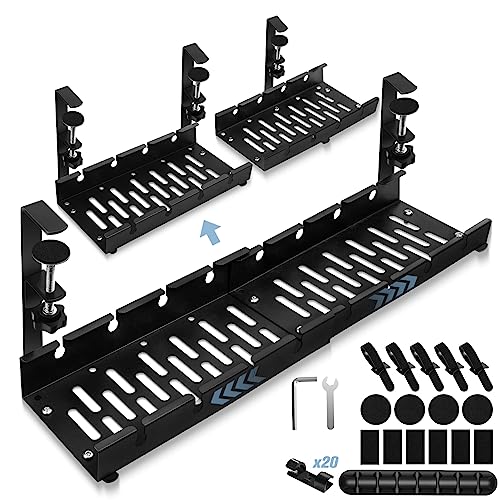 Mua Under Desk Cable Management Tray, QIYVLOS Retractable Cable