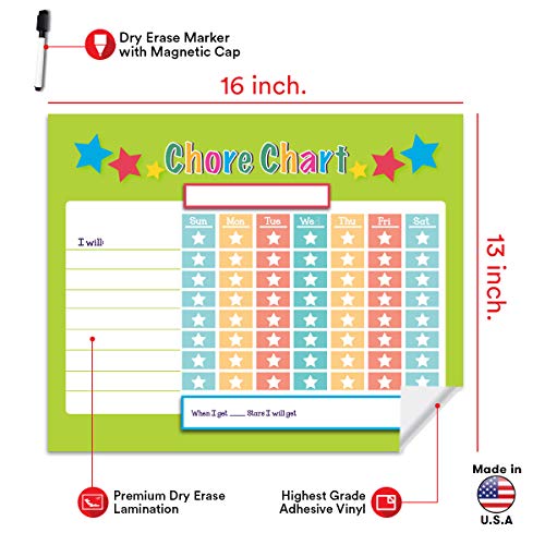 Dry Erase Reward Chore Chart 16" x 13" Children Behavior Incentive