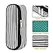 JEMIA Square Compartments Collection 1 Independent Zipper Chambers with Mesh Pockets Pencil Case (Black White Stripes, Canvas)