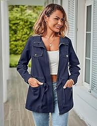 MEROKEETY Womens 2022 Fall Safari Utility Zip Up