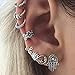 Cuff Earrings Set Ear Crawler Earring Climber Stud Ear Wrap Pin Vine Tribal Charm Vintage Clip On Jewelry Silver Leaf Owl 3D Swirl Hand Flower Sun Star