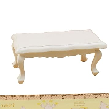 Leoie Simulate Mini Wood White Tea Table Furniture Modeling for 1:12 Doll House