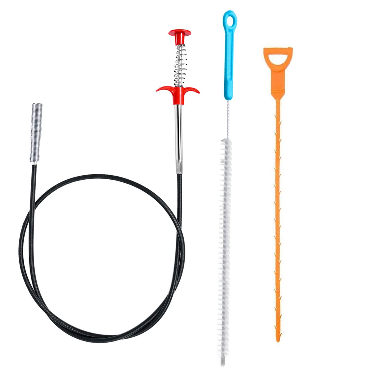 DKBT Drain Unblocker Tools 160mm Sink Toilet Unblocker Spring Pipe Dredging Tool 3Pcs Drain Hair Clog Remover Reusable Drain Cleaner Brush for Blocked Kitchen Bath Shower Plug