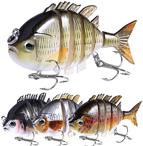 PLUSINNO Fishing Lures for bass, Multi Jointed Trout Swimbaits Crankbaits Popper Life-Like Fish Tackle Kits