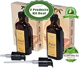 Hair Oil Moroccan Argan Kit - Exclusive Herbal Oils Complex for All Hair Types - Daily Certified Argan Serum 3.4 oz Pack of 2 Set
