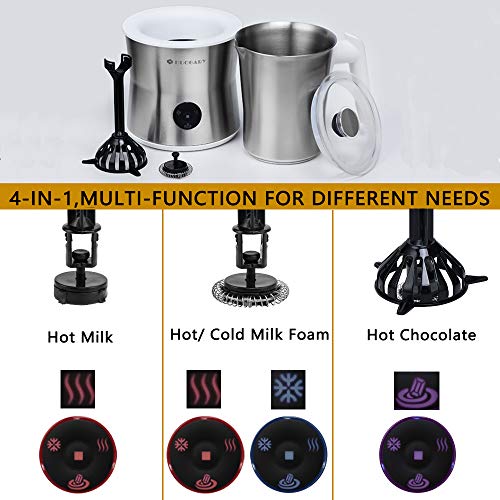 Huogary Milk Frother,4-in-1 Electric Automatic Milk Steamer and Hot Chocolate Maker Machine with Detachable Stainless Steel Milk Jug- Dishwasher Safe, BPA Free - Thumbnail 4