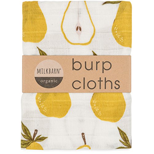 Milkbarn Organic Cotton Burp Cloths (2 pack) (Green Pear)