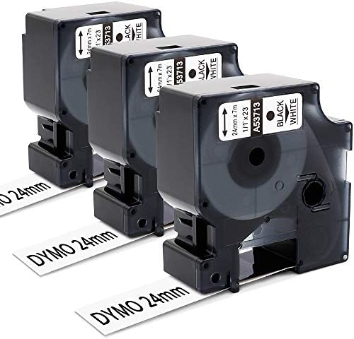 3 Pack Compatible DYMO 53713 Label Tape Black on White Tape, 1 Inch(24mm) x 23 Feet, Work for Dymo LabelManager 450D 500TS