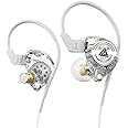 Yeabomy Wired Gaming Earbuds, Ak3file in Ear Monitors, Deep Bass Sound Wired Earbuds, HiFi in Ear Headphones with 1DD 10mm Dynamic Driver, IEM for Music Gaming Video Calling (White)