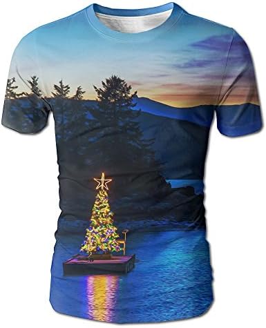 Mens Tree Lights New Year Unisex Gym Short-Sleeve Raglan T-Shirt Size X-Large