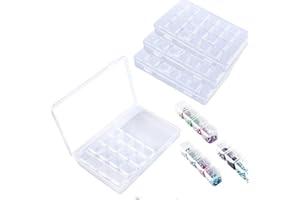 Diamond Embroidery Box, FOME 3 Pack Clear Diamond Painting Storage Box Containers Each with 28 Mini Compartments Grids Mosaic Kits Accessories Storage Box and Cross Stitch Tools for DIY Art Craft