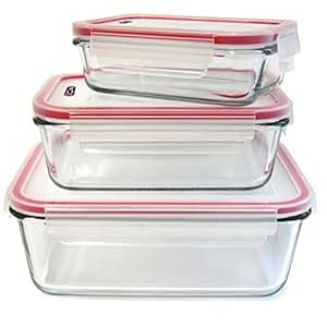 Générique 3 recipientes de Cristal para Horno, con Tapa hermética de