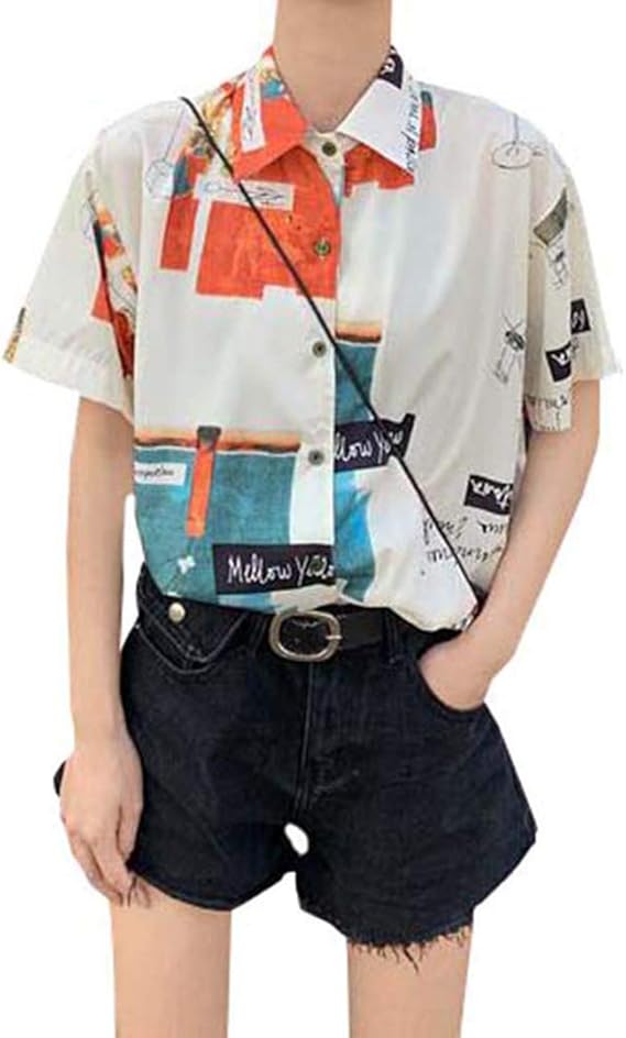 Amazon Mlboss シャツ レディース 半袖 ワイシャツ 切り替え カジュアルシャツ ストリート系 トップス 夏 おしゃれ ブラウス シャツ ブラウス 通販