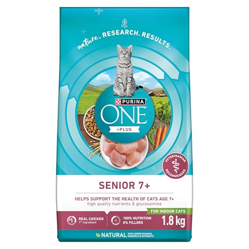 Purina ONE +Plus Senior Dry Cat Food, Chicken - 1.8 kg Bag